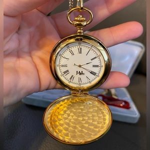 Vintage JAL Japan Airlines Gold Color Pocket Watch